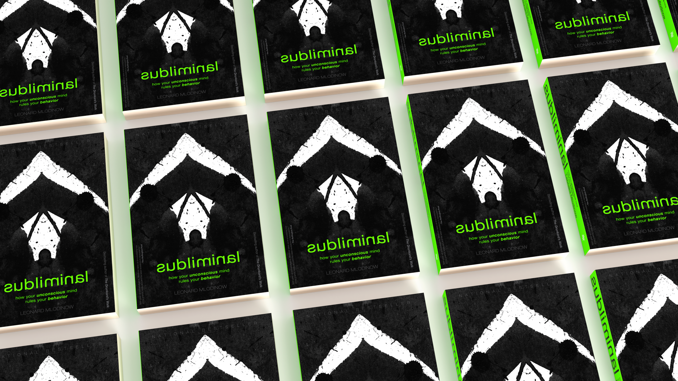 A stylized grid layout of the Subliminal book covers, showcasing the bold geometric logo as a repeating pattern.